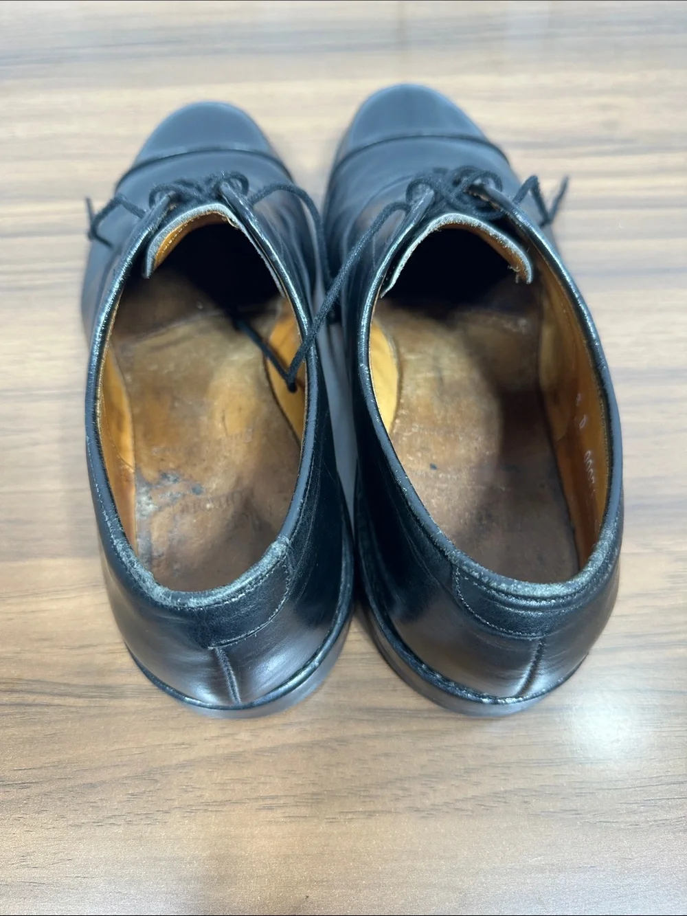 Allen Edmonds Black Leather Cap-Toe Oxfords